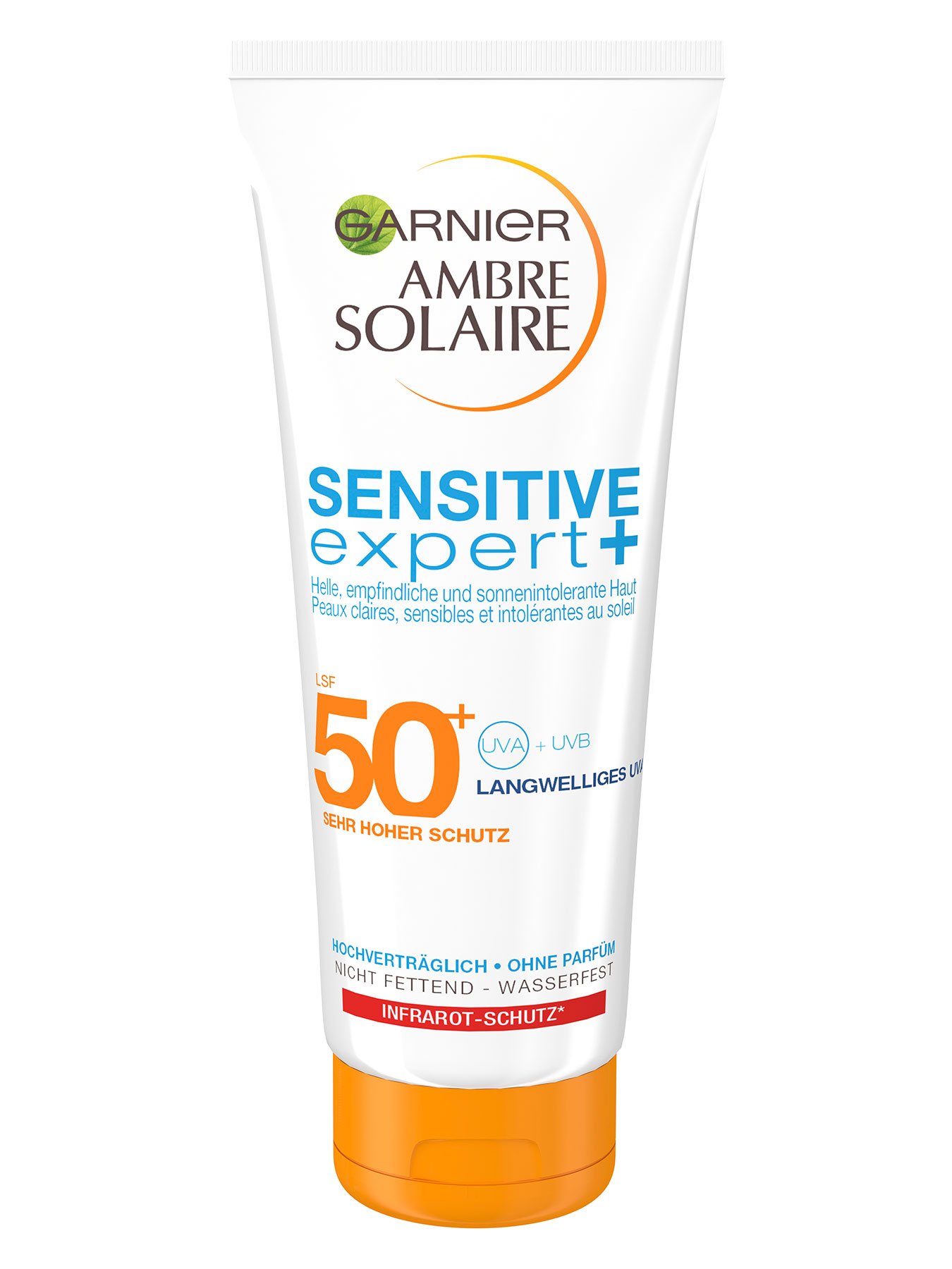 Milch-LSF-50-Ambre-Solaire-Sensitiv-Expert-Plus-200ml-Vorderseite-Garnier-Deutschland-gr